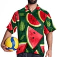 thumbnail image 4 of Watermelon Men's Casual Printed Button Down Short Sleeve Poplin Hawaiian Beach Shirt with Spread Collar Tops, 4 of 6
