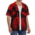 thumbnail image 2 of Naloa The Red Head Skull Men's Loose Fit Cuban Collar Short-Sleeve Shirt, Hawaiian Shirts, Mens Shirts Casual for Everyday Wear Outings-Large, 2 of 5