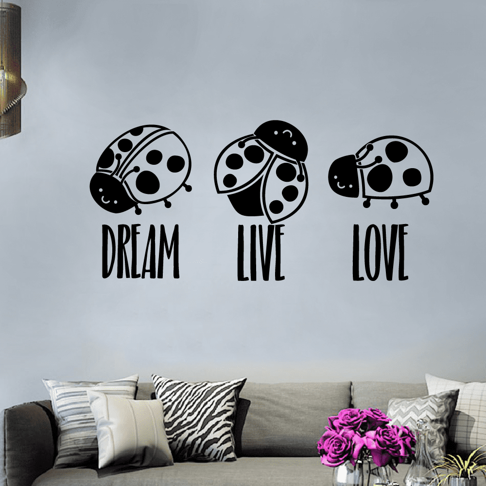 Home Décor Home & Living Smile Face Ladybug Bugs Cute Animal Insect Vinyl Design Wall Sticker