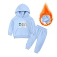 thumbnail image 2 of Otqutp Kids Boys Girls Middle and Large Children Christmas Warm Thickened Snowman Merry Chrismas Printed Sweatshirt Pants Two Piece Sports Suit 1-13 Years(Blue,12-24 Months), 2 of 3
