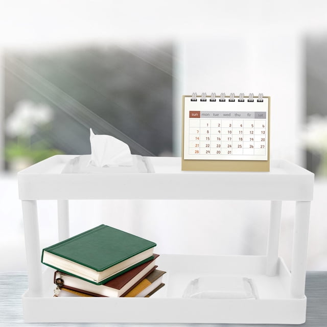WEUVEB Organizador De Escritorio Doble Capa Para Almacenamiento Cosméticos Y Papelería