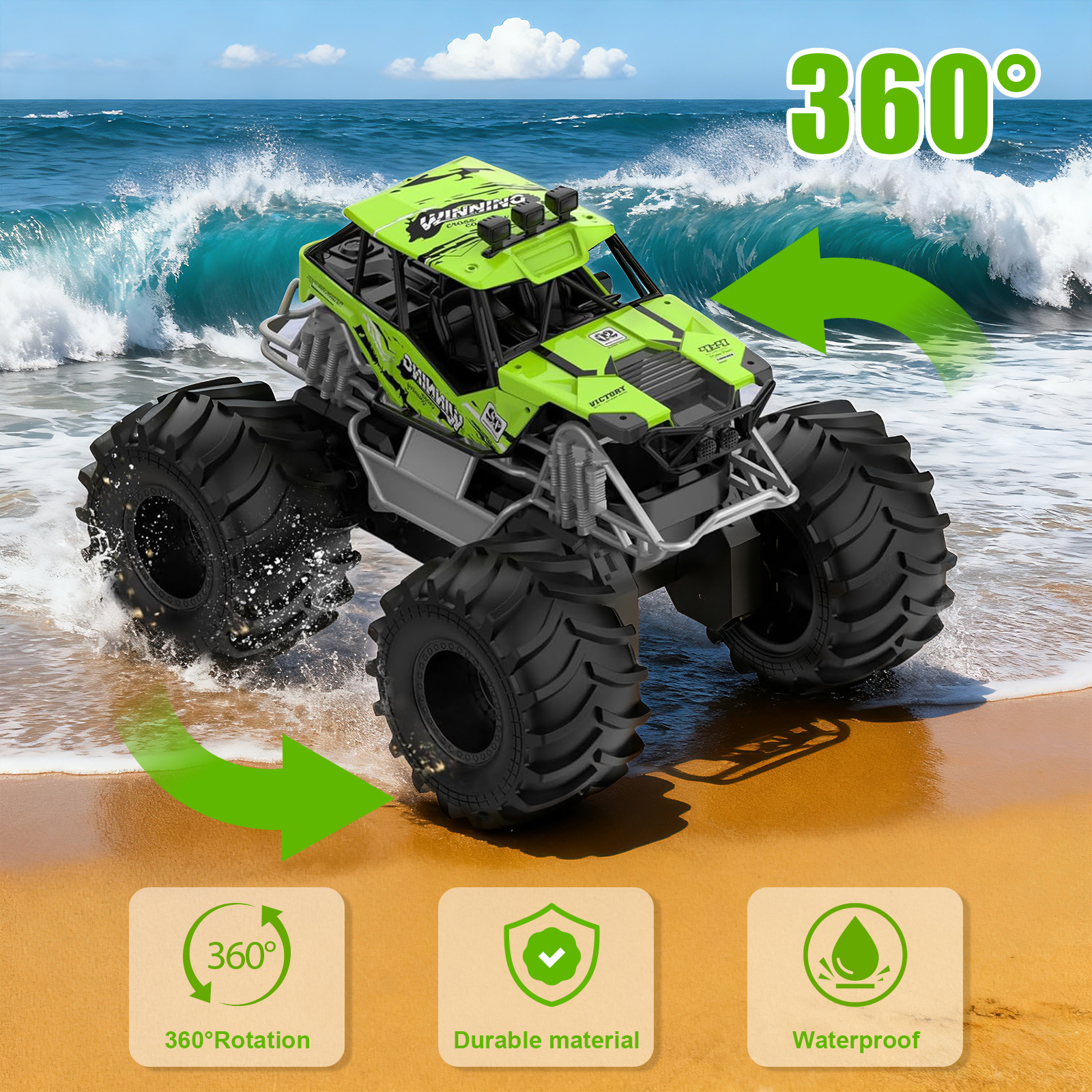 VKFVKF 1:18 Remote Control Cars, RC Monster Truck for Kids, RC Cars Toys Gifts for Boys,Kids RC Vehicle for Two Battery