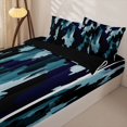 thumbnail image 2 of Castle Fairy Watercolor Camouflage Zipper Twin Comforter Sets with Fitted Sheet and 2 Pillowcases,Abstract Geometric Smudge Zipper Bedding Set,Teal Navy Black,Reversible, 2 of 7