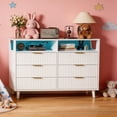 thumbnail image 6 of UBesGoo Fluted 6 Drawer Dresser with LED Lights, Modern Chest of Drawers Wood Dresser TV Stand, Double Dresser for Bedroom, Living Room, Hallway, 6 of 7