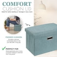 thumbnail image 4 of VECELO Foldable Storage Linen Ottoman 19" Storage Bench, Space-Saving Box Foot Rest Stool Seat For Bedroom Living Room, Green, 4 of 12
