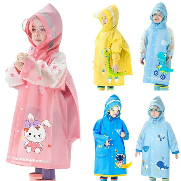 Rain Coat Toddler Children'S Raincoat Kindergarten Primary School Student Dinosaur Rain Gear Blue1 Rain Poncho 5-10 Years