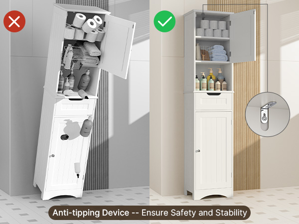 Aiho 67.2"H 2-Door Storage Cabinet – with Adjustable Shelves, Universal for Bathroom, Kitchen & Living Room White