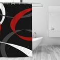 thumbnail image 3 of HVEST Abstract Geometric Shower Curtain, Black and Red Abstract Line Bathroom Curtain Modern Simple Polyester Fabric Decor Curtain with Hooks, 60X72 inch, 3 of 8