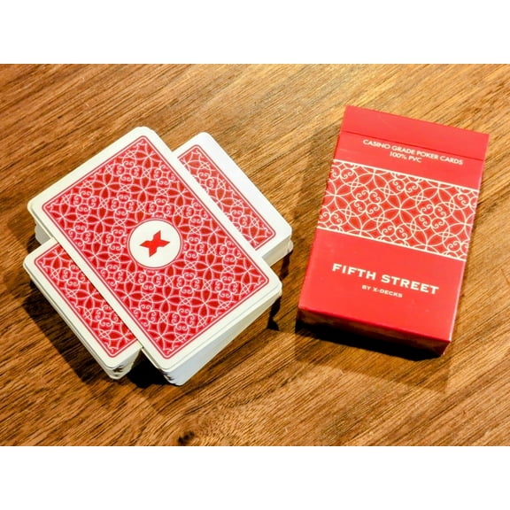 Fifth Street (Red), PVC Waterproof, Bridge Size, Poker Index Playing Card Deck