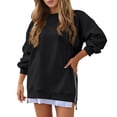 thumbnail image 5 of Side Zipper Sweatshirts for Women 2025 Long Sleeve Crewneck Plain Sweatshirt Pullover Tops Fall Winter Outfits, 5 of 6