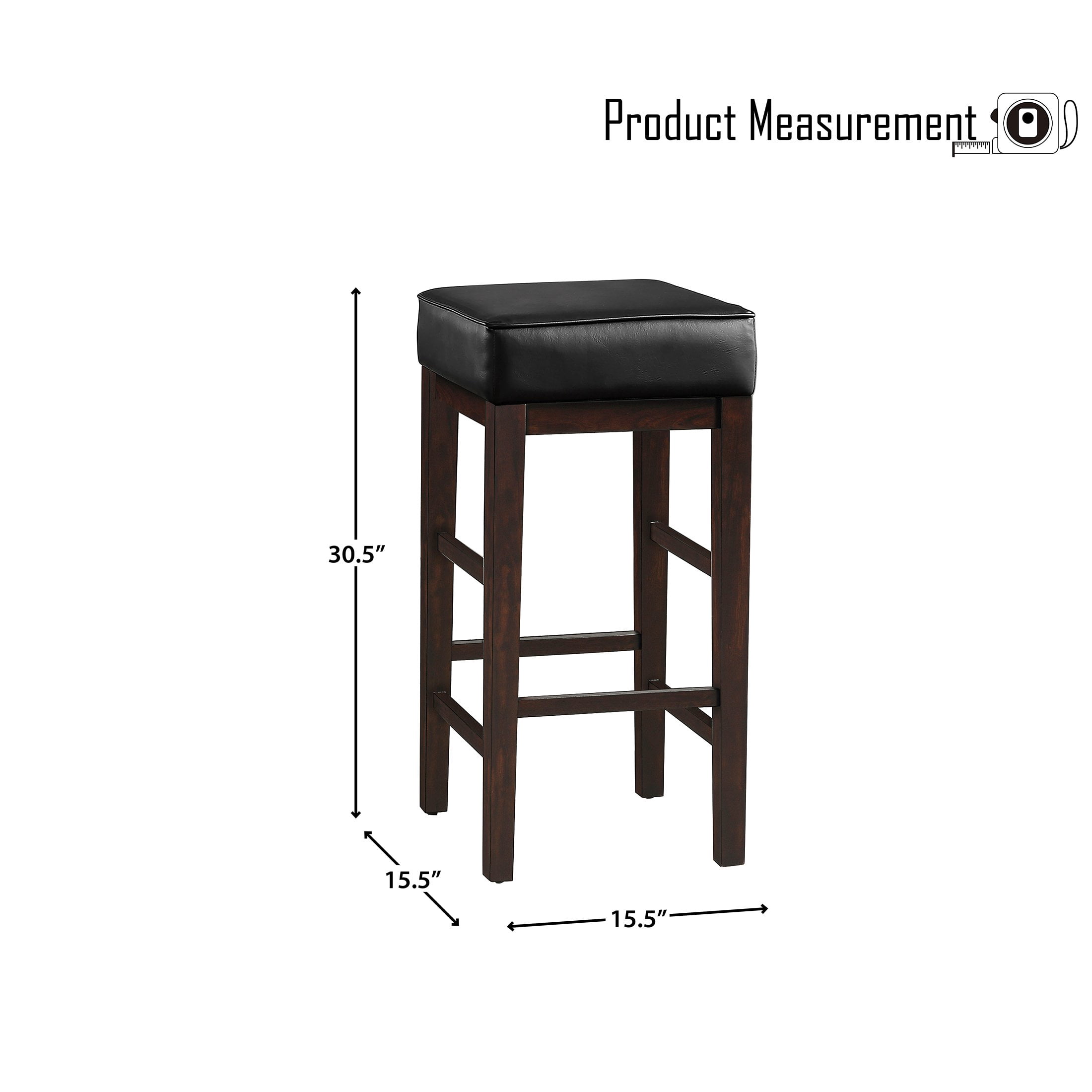 OakvillePark Holbrook Square Pub Height Barstool (Set of 2), Black