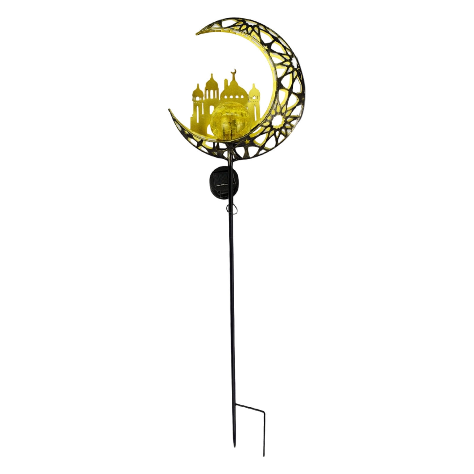 Solar Lights Garden Decorations Outdoor-Moon Fairy Lights with Crackle Glass Globe,Lawn Decorative Lights Waterproof Warm White LED, Decoration for Pathway Lawn Patio Courtyard Backyard(Moon Elf)