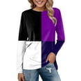 thumbnail image 1 of AMERTEER Femmes Quotidien Tops Imprimer Manches Longues Confortable Couleur Bloc Chemisier Casual Tunique Manches Longues Col Rond Pull-Over Chemises, 1 of 4