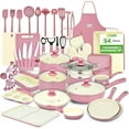 thumbnail image 1 of NutriChef 54-Piece Kitchen Cookware Set – Complete Non-Stick Ceramic Pots and Pans Set with Utensils, Bakeware, and Knife Set, Gas, Electric & Induction Compatible, Blush Pink Kitchen Essentials, 1 of 5