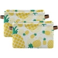 thumbnail image 2 of GZHJMY Collapsible Storage Basket Tropical Fruit Pineapple Golden Rectangular Storage Bins Baskets Toys Storage Bins with Handles for Bedroom Home Office 2PCS, 2 of 7