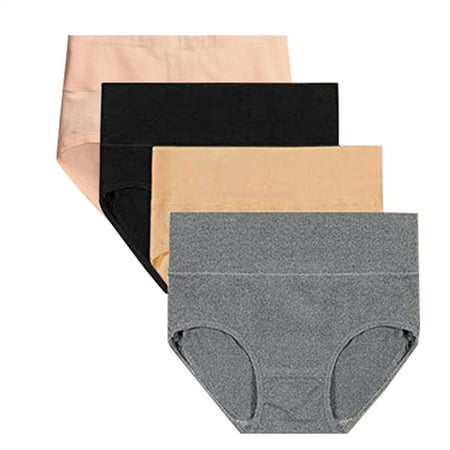 Kopltyrfg Women s Cotton Underwear High Waisted Ladies Panties Full Coverage Briefs 4 Pack Multicolor L