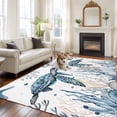 thumbnail image 3 of Sea Turtle Washable Living Room Rugs 5'x8', Starfish Seagrass Coral Low Pile Throw Large Area Rug Non-Slip Sturdy Edge Binding Carpet for Living Room Kitchen Office, 3 of 9