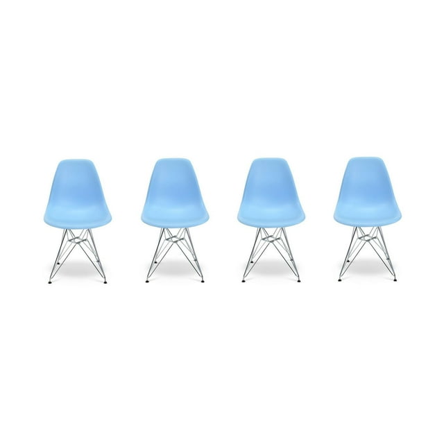 Eiffel Chair Light Blue with Chrome Legs - Set of 4 - Adults