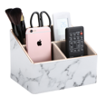 thumbnail image 1 of KINGFOM Support pour Télécommande, Cuir PU à 3 Compartiments Porte-Télécommandes Caddy pour Télécommande Boîte de Rangement pour Télécommande Organisateur de Télécommandes Organisateur de Bureau pour la Maison et le Bureau Stylo Télécommande de Télé Chauffeuse Contrôleurs (Marbre Blanc), 1 of 9