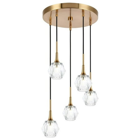

Woodbridge Lighting Regent Park 5-Light Crystal Glass Pendant in Brass