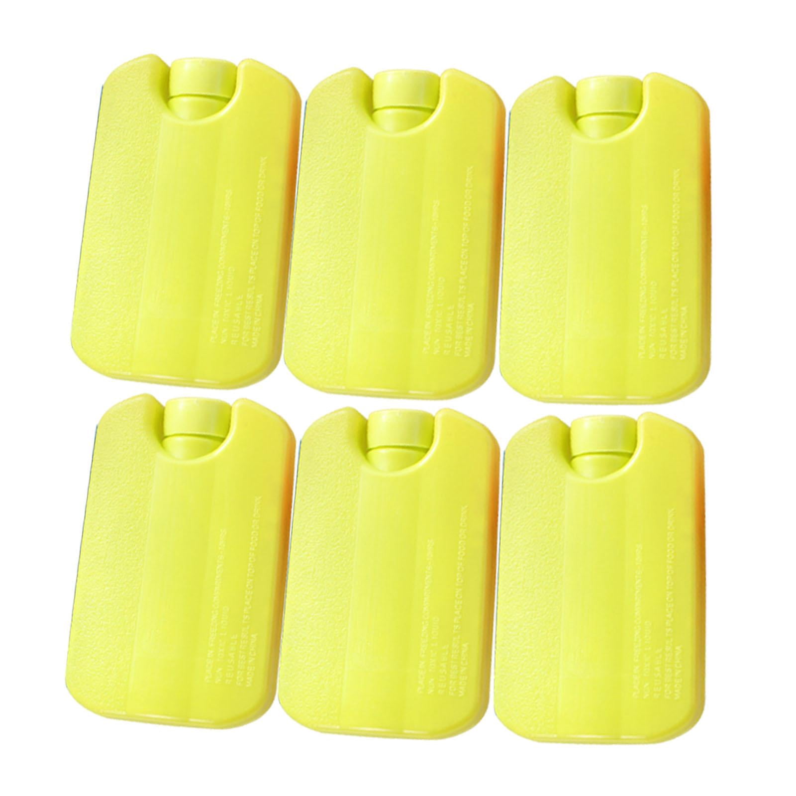 koolsoo 6 Pieces Ice Brick Pack Ice Cooler Blocks for Travel Cool Box Portable Space Saving Refreezable for Home Beach Picnic Fishing Yellow