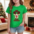 thumbnail image 2 of sdbrld Kids Girls Christmas T-shirt Cute Cartoon Graphics Short Sleeve Top Fall Winter Clothes Green Sizes 13-14 Years, 2 of 4