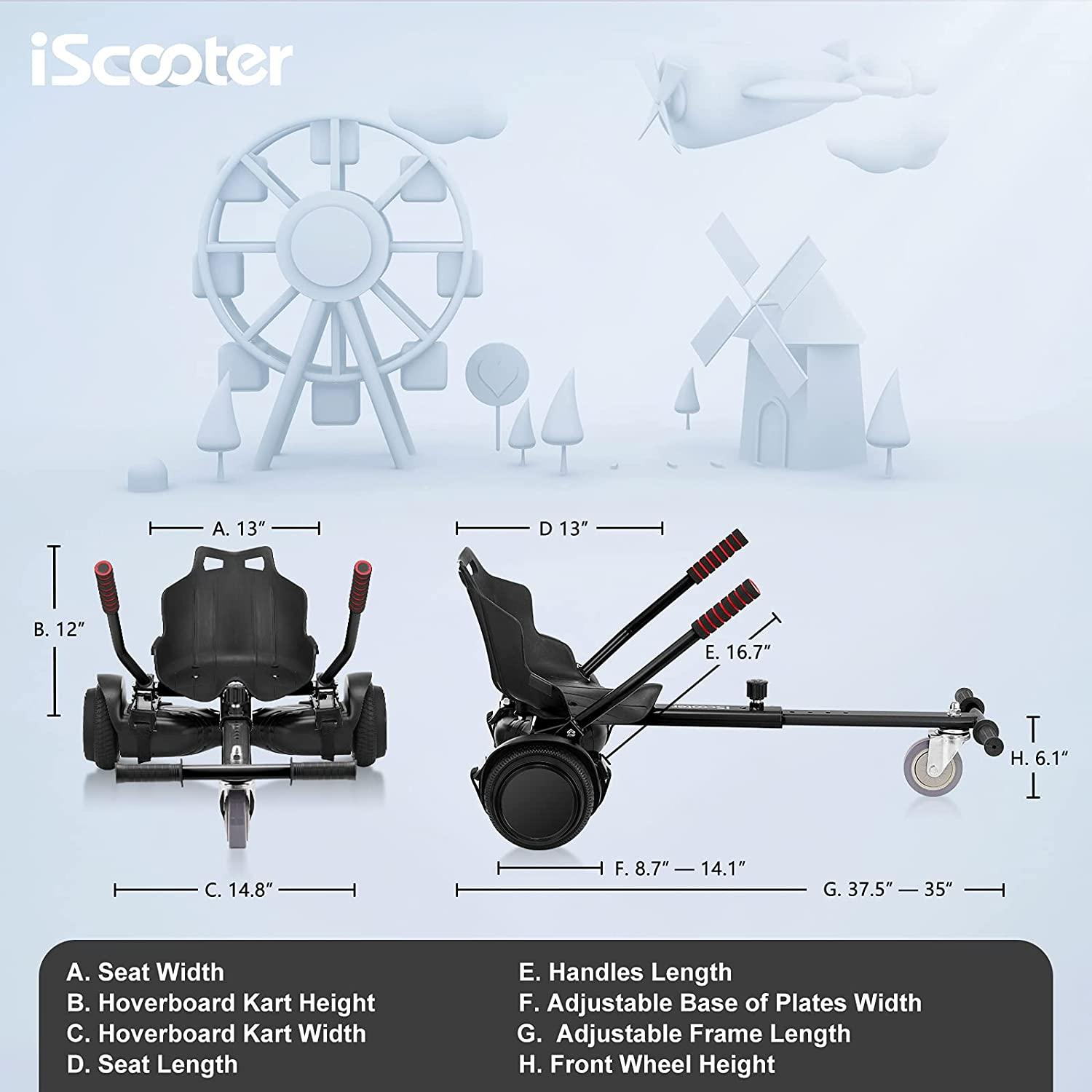 iScooter Go Kart Attachment For Hoverboard,Hoverboard For Kids Cart Clearance,Adjustable Hover Cart For Adult-Black