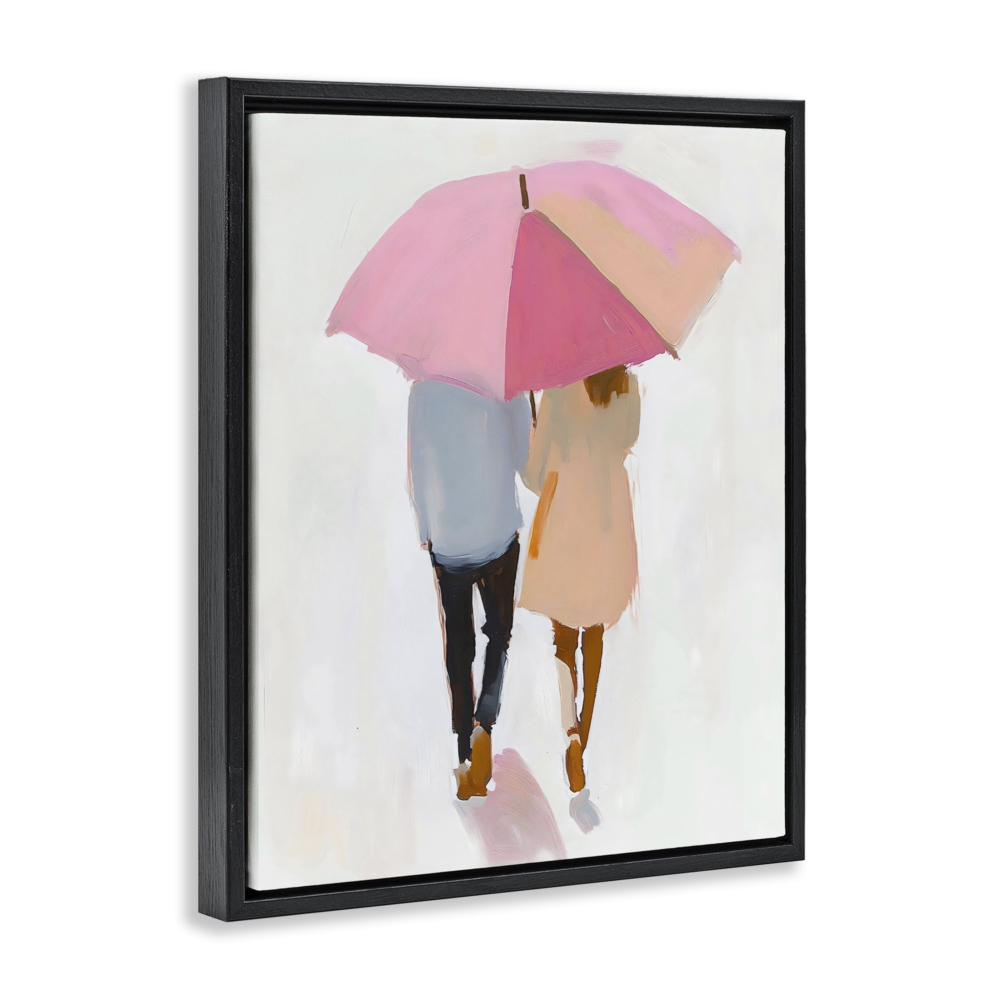 Stupell Industries Couple Stroll Under Umbrella Black Framed Floater Canvas Wall Art, design by The Prints Vibe