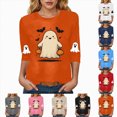 thumbnail image 4 of Godom Fall Round Neck T Shirt Funny Halloween Graphic Tee Casual Family Halloween Tops, 4 of 6