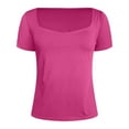 thumbnail image 6 of Women's Square Neck Double-Layer Tank Tops Basic Tight T Shirts, 6 of 7