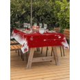 thumbnail image 2 of Outdoor Tablecloth with Umbrella Hole and Zipper, Red Christmas Tree Rectangle Table Cloth 60x120 Inch Waterproof Tablecloth, Xmas Balls Pine Needles Snowflake Picnic Table Cover for Patio Camping, 2 of 7