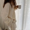thumbnail image 3 of Korean Sleepwear Women Pajama Sets Polka Dot Long Sleeve Piiama Spring Sets for Women 2 Pieces Night Wears Sleeping Home Suit, 3 of 3