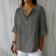 thumbnail image 2 of Vestidos Casuales Para Mujer, Blusas De Mujer De Moda Moda de verano para mujer, cuello en V, ocio, manga tres cuartos, color liso, 2 of 6