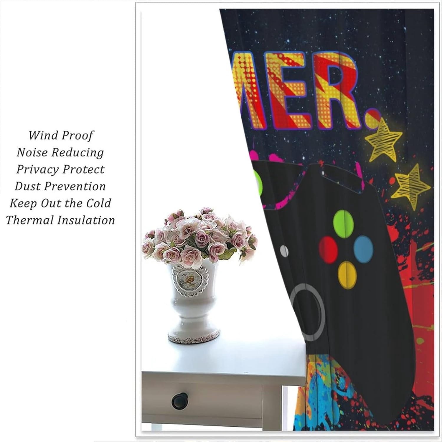 Gaming Curtain for Boys Bedroom,Video Game Gamer Room Blackout Window Panels Controller Cool Gamepad Teens Kids for Living Room Decor 42/'''' Wx84/'''' L x2【Blackout】