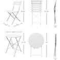 thumbnail image 4 of Outdoor Folding Bistro Set - Round Table & 2 Chairs, Space-Saving Metal/Wood Design for Patio, Garden or Balcony - White, 4 of 7