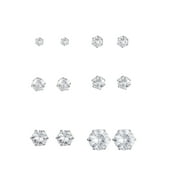 Time and Tru Womens Jewelry Essentials Simulated Diamond Stud Earrings, 6-Pack