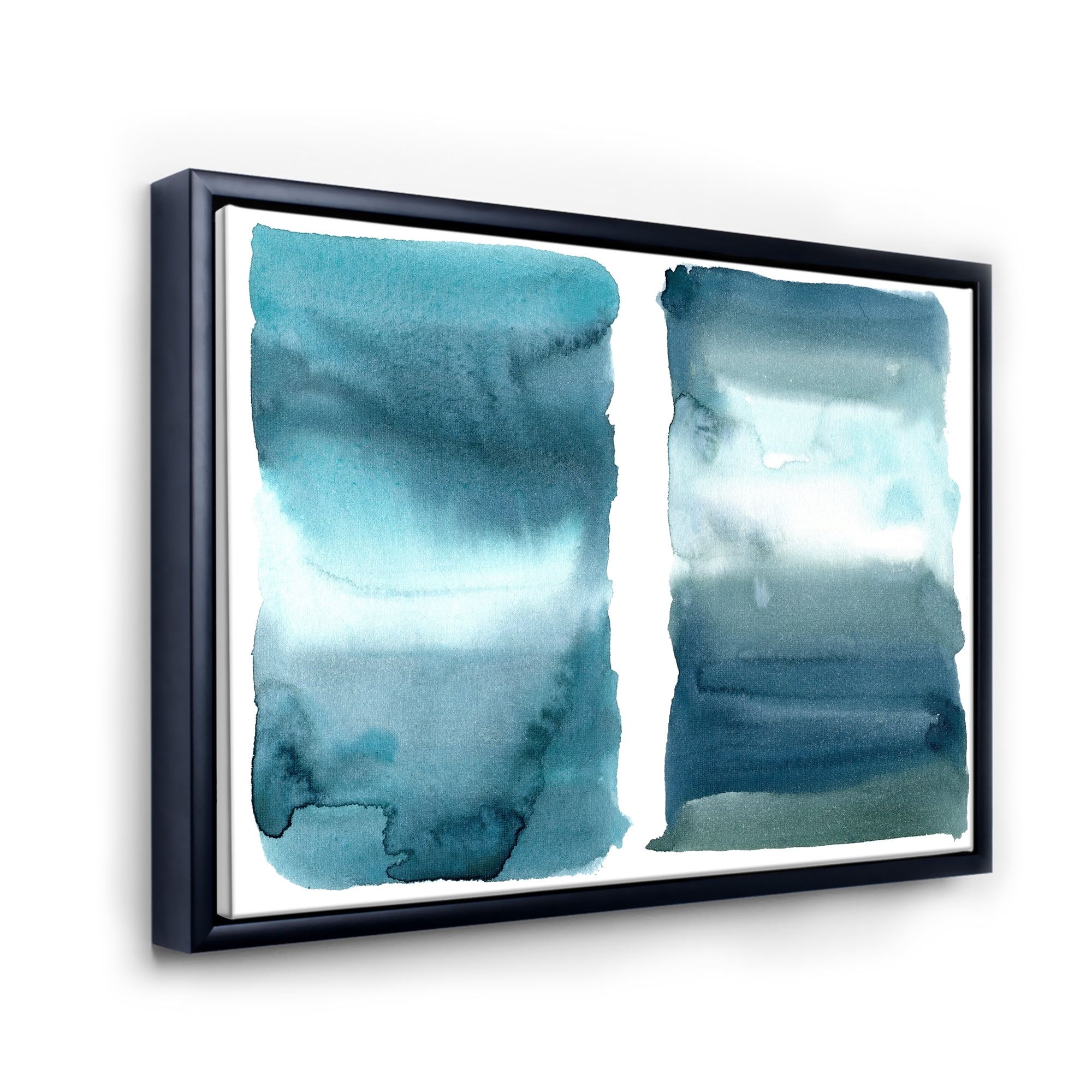 Designart 'Abstract Impression Ocean Blue Aquatic I' Modern Framed Canvas Wall Art Print