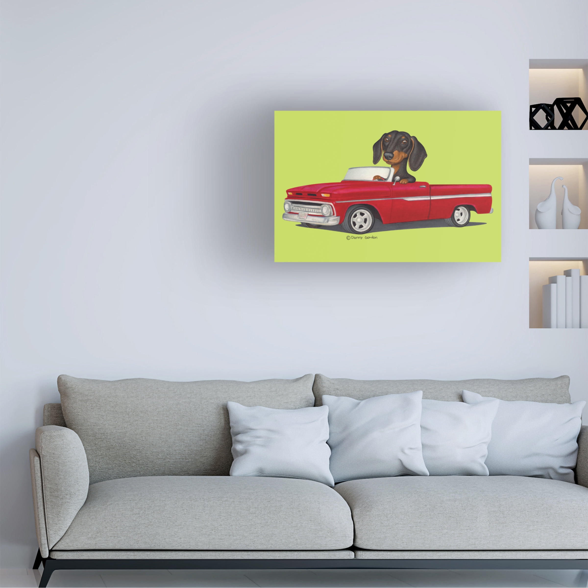Danny Gordon Art 'Black Dachshund in Red Truck' Canvas Art