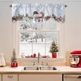 thumbnail image 2 of Christmas Tie Up Valances Curtain, Cute Winter Snowman Snowing Scenery Wood Grain Adjustable Rod Pocket Short Window Treatment Tie Up Curtains Valances for Kitchen Living Room Bathroom 60x18 Inches, 2 of 9