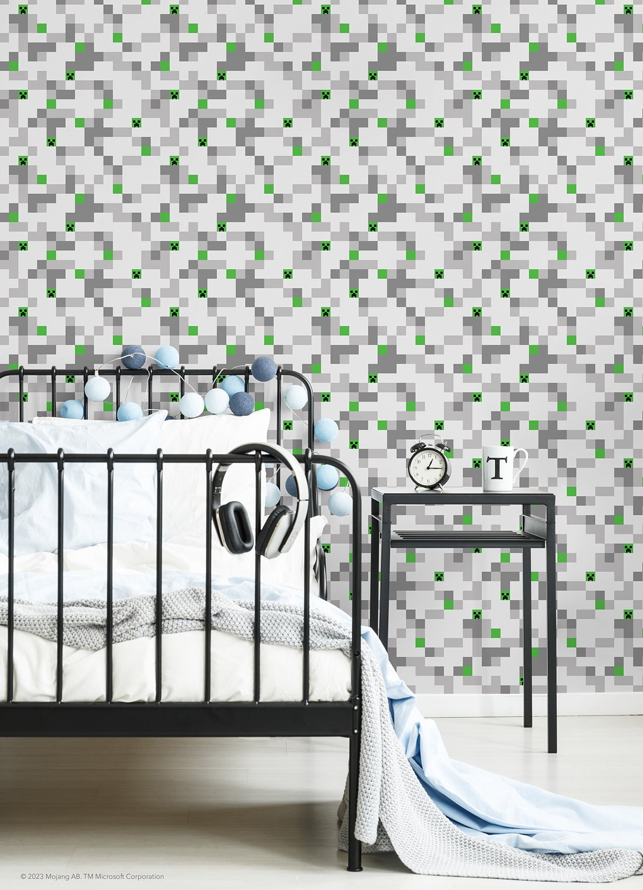 Minecraft Grey Pixel Creeper Peel & Stick Wallpaper, 1 roll