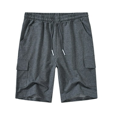 Satankud Men's Casual Cargo Shorts Classic Relaxed Drawstring Stretch Elastic Waist Beach Shorts with 5 Pockets DarkGrey-34