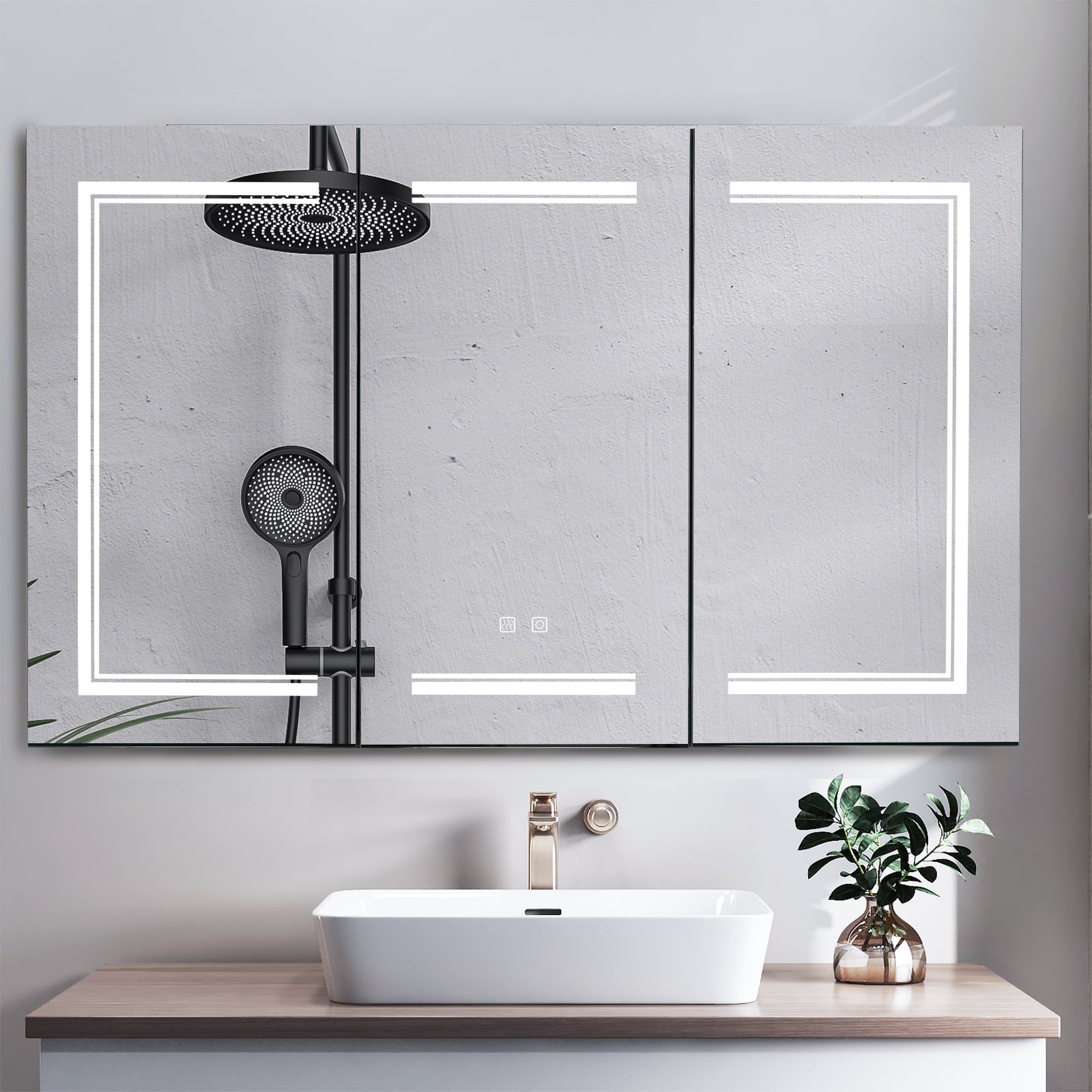 Zimtown LED Mirror Medicine Cabinet with Lights, Wall-Mounted Bathroom ...