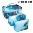 thumbnail image 1 of Bolsa de maquillaje de 3 piezas, bolsa de artículos de tocador, bolsa de cosméticos portátil, organizador de viaje, resistente al agua para mujeres, mármol, 1 of 8
