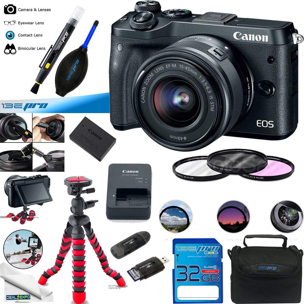 Canon M6 Mirrorless Digital Camera with 15-45mm (Black) - Deal-Expo Accessories Bundle - Walmart.com