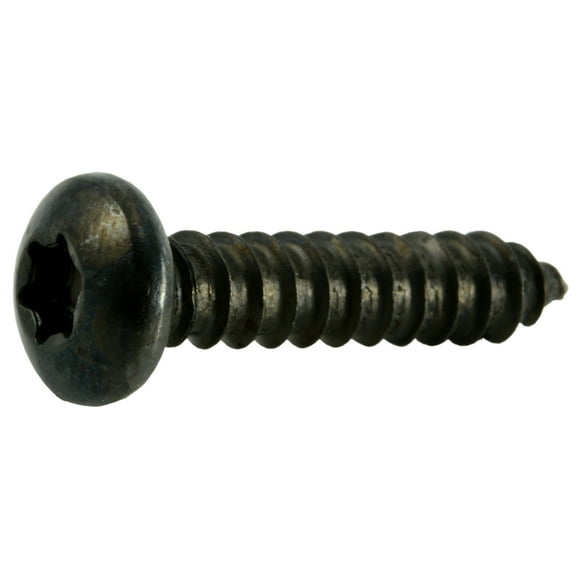 #12 x 1" Black Steel Star Drive Pan Head Sheet Metal Screws (20 pcs.)