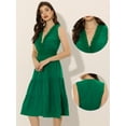 thumbnail image 2 of Vestido de verano con inserción de encaje para mujer, informal, con cuello en V, sin mangas, con gradas, sin mangas Verde XS, 2 of 6