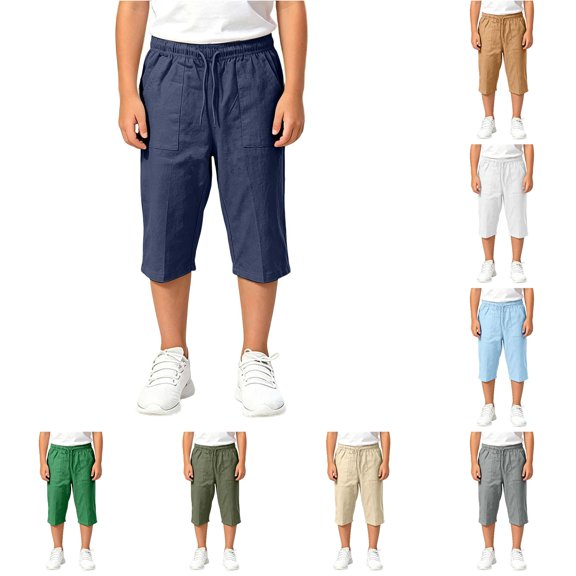 Bigetiay Unisex Kids Beach Pants Loose Fit Stretchy Lightweight Joggers Boys Girls, Size 7-8 Years