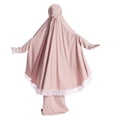 thumbnail image 5 of IDOPIP Kids Girls Abaya Muslim Full Cover Lace Hijab Dress 2pcs Kaftan Dubai Islamic Prayer Dress, 5 of 8