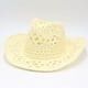 thumbnail image 2 of Zhuge Sombrero de vaquero de paja para mujer, brillante, estilo occidental, para fiestas, plegable, para vacaciones, playa, sombrero para el sol (caqui), 2 of 3