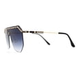 thumbnail image 4 of Mens Luxury Flat Top Shield Robotic Mob Metal Rim Sunglasses Gold Navy, 4 of 4